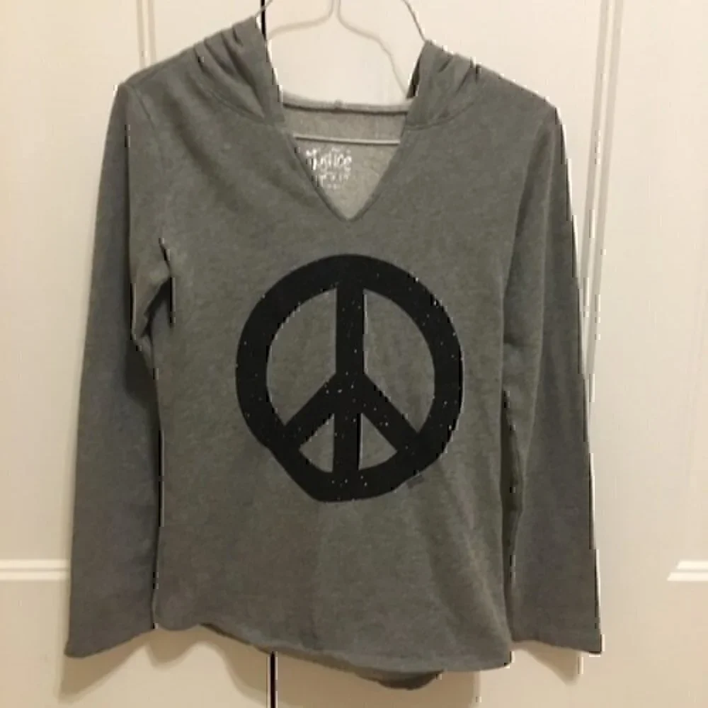 Justice Girls size 10 peace  hoodie NWOT